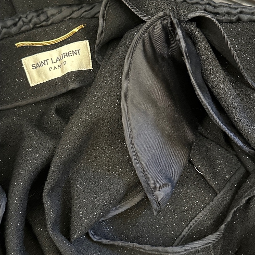 New Saint Laurent wool silk cap sleeve shift sheath boxy knee length mini dress - Picture 12 of 16